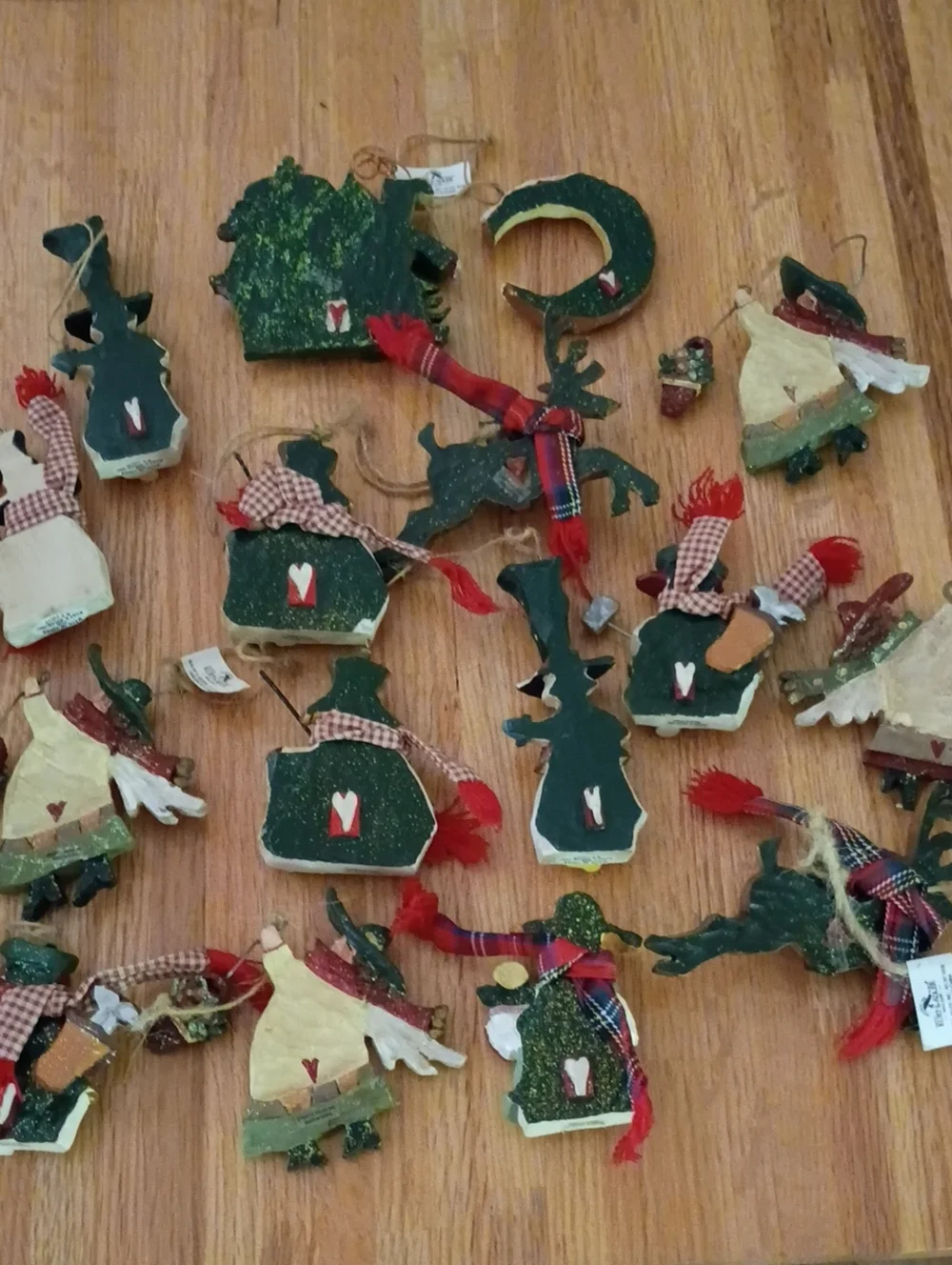 Kurt Adler Mixed Rustic Folk Christmas Ornaments - Assorted Red, Green, White